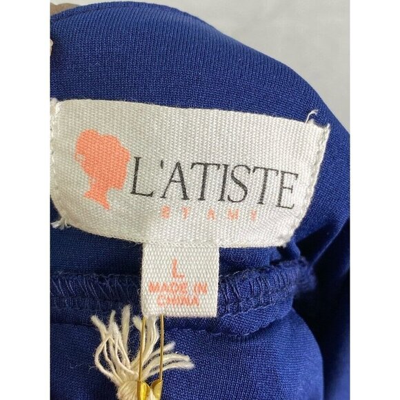 L'atiste By Amy Girls Fit & Flare Dress Blue Backless Spaghetti Strap Zip L New - Picture 8 of 8
